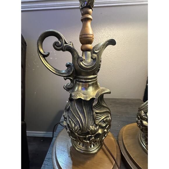 Vintage Set Bronze/Brass Pitcher Table Lamp Victorian Style (read Desc.) - Picture 1 of 7
